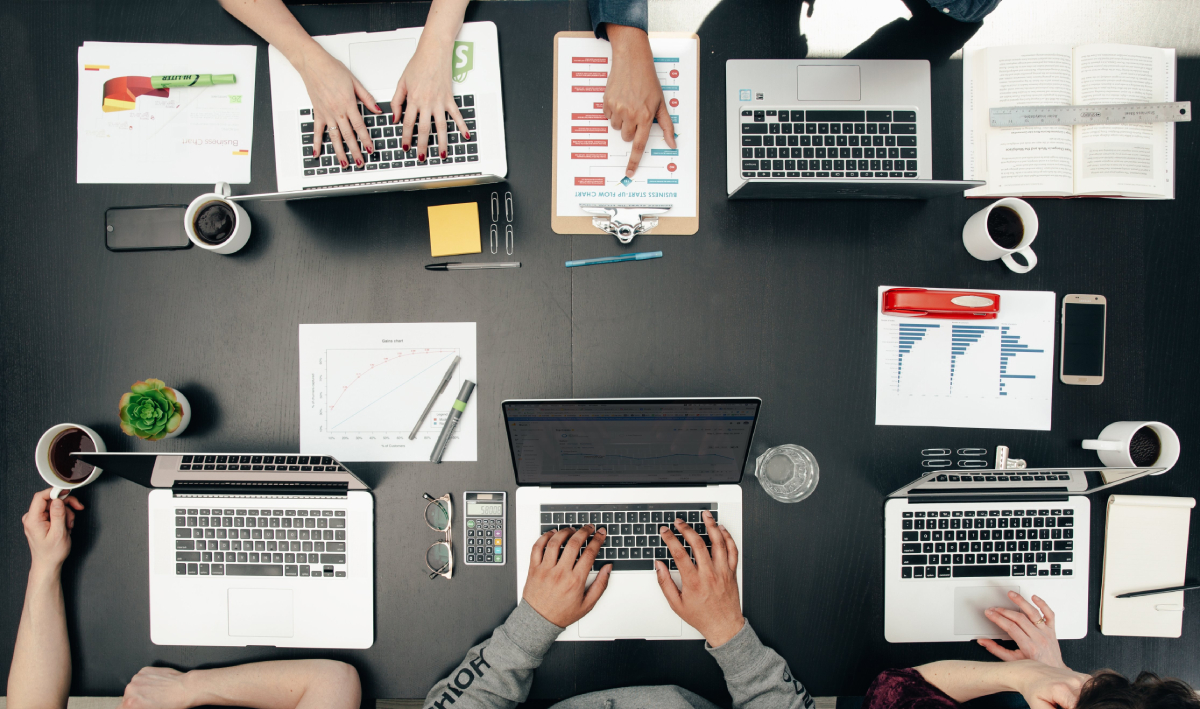 flatlay laptops on a table